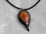 Glass Necklace Style 2 Orange 3mm Leather Cord